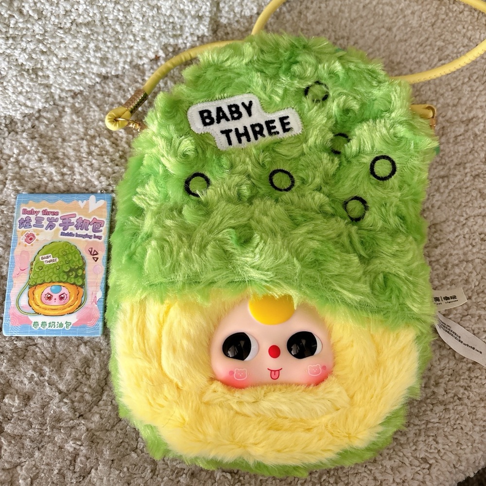 Baby three mobile cross bag Cute Green and Yellow Plush Bag